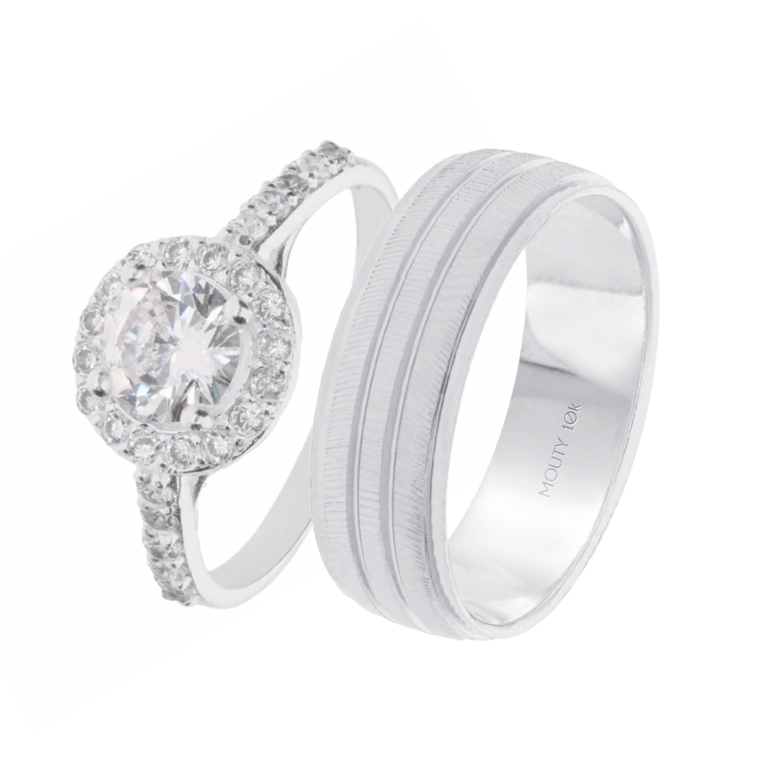 Ethan-Adelaide ring duo in 10k white gold with zircons