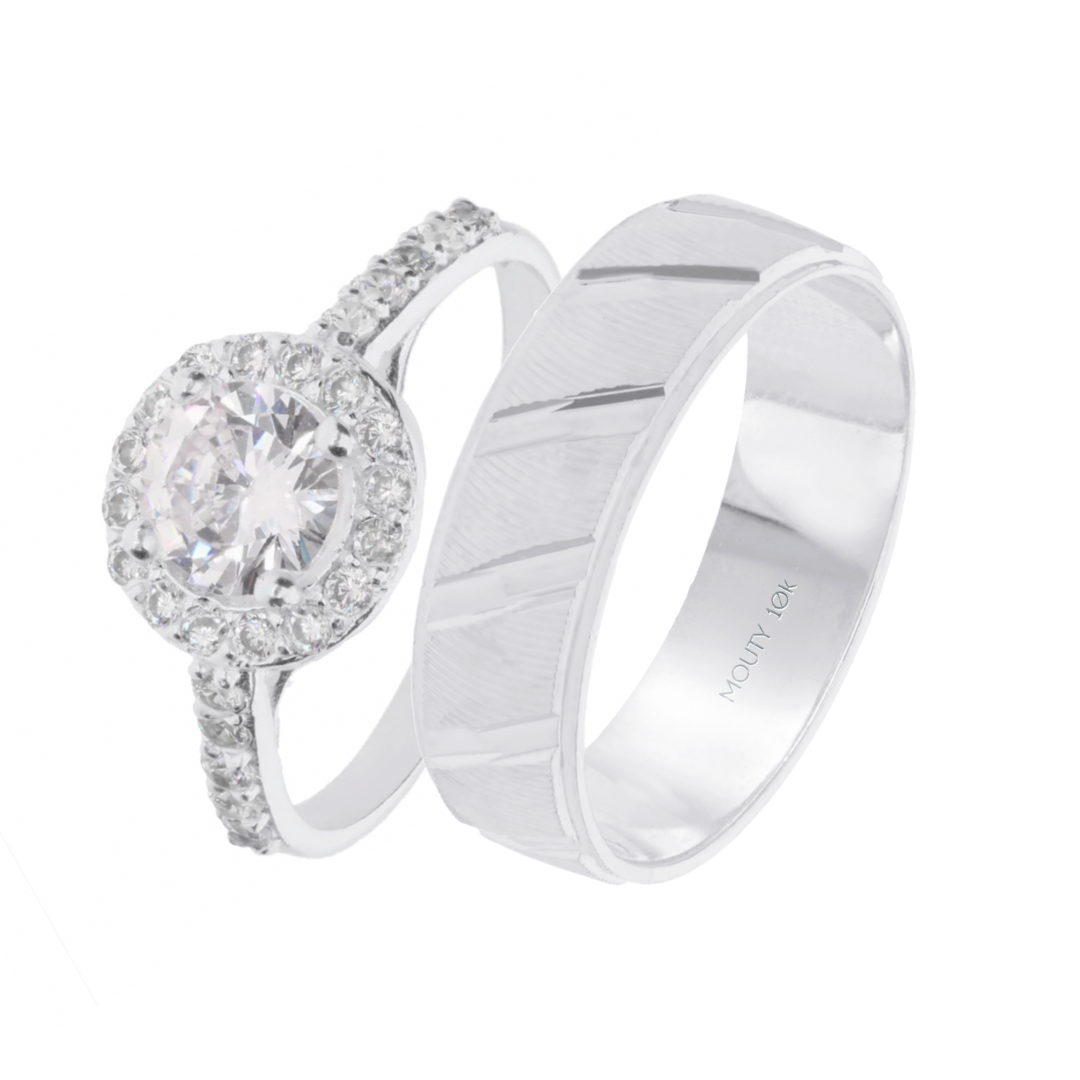 Richard-Adelaide ring duo in 10k white gold with zircons