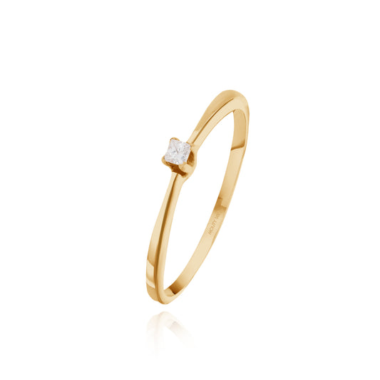 Anillo en Oro amarillo de 14k con diamante natural .05cts  Mod: OF1147