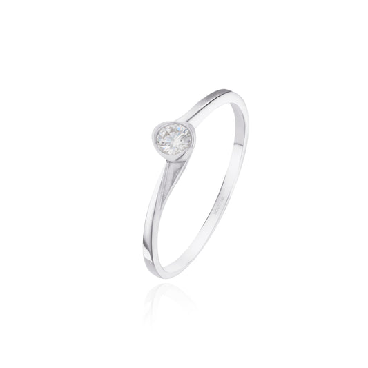 Anillo en oro blanco 14k con diamante natural .14cts Mod: OF1243