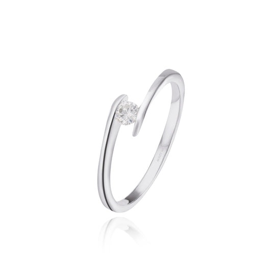 Anillo en oro blanco 14k con diamante natural .10cts Mod: OF1567