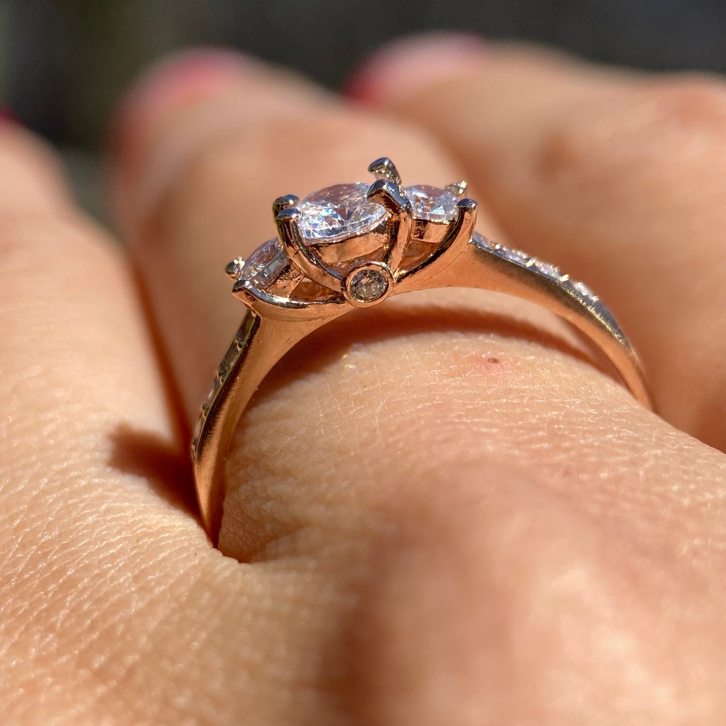 Cielo ring in 10k rose gold with white zirconia