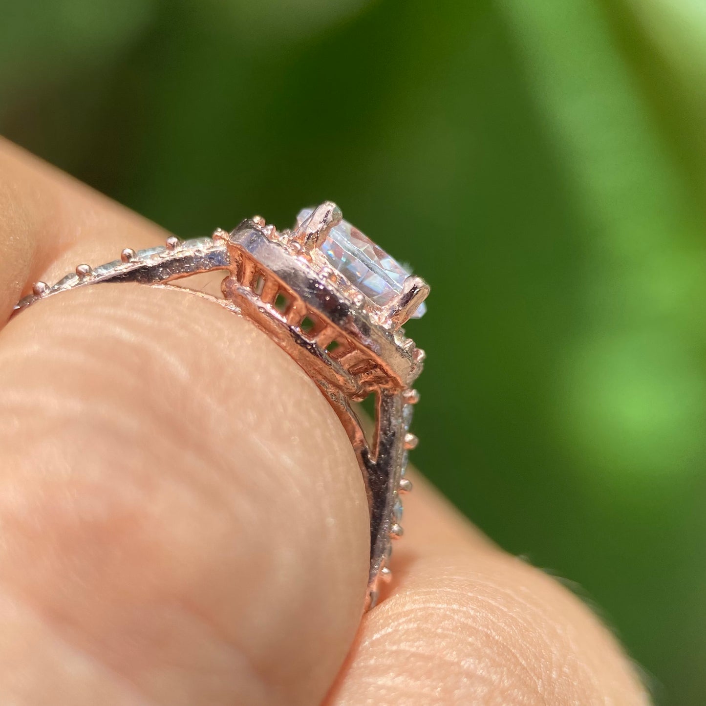 Adelaide ring in silver with rose gold plating