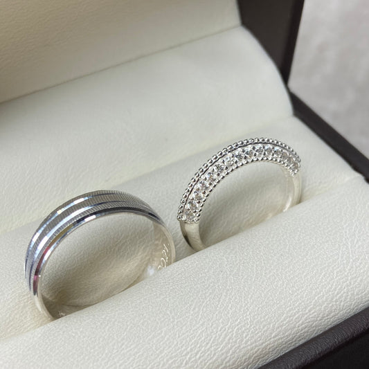 Ethan-Elsie Duo Rings in Silver with Zirconia 