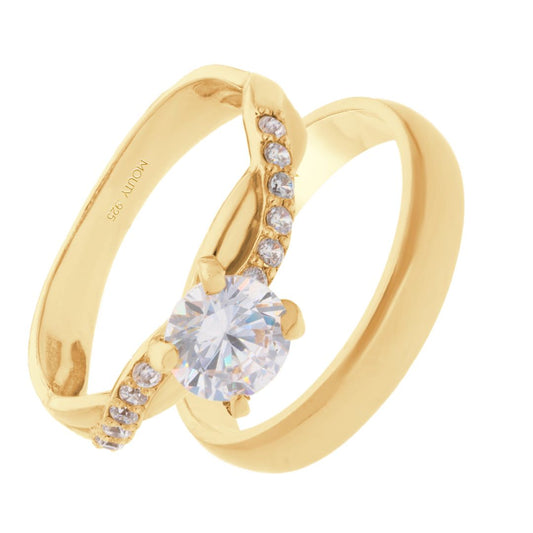 Julian-Charlize ring duo in yellow gold plated silver