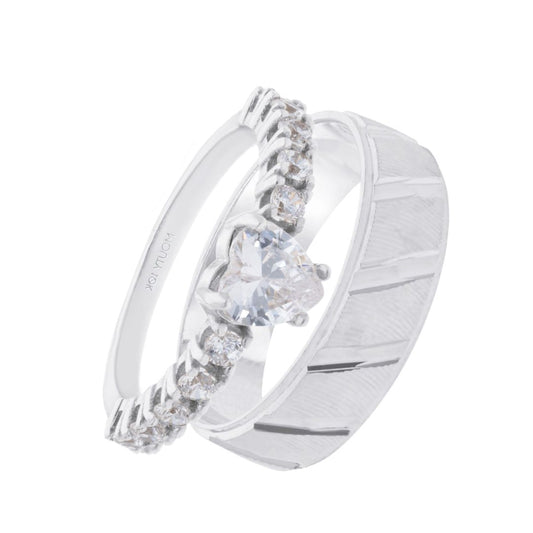 Richard x Amour Ring Duo in Silver with Zirconia 