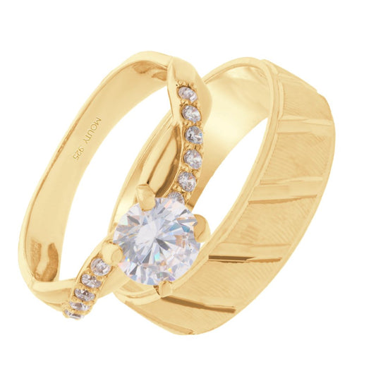 Richard-Charlize Ring Duo in Yellow Gold Plated Silver