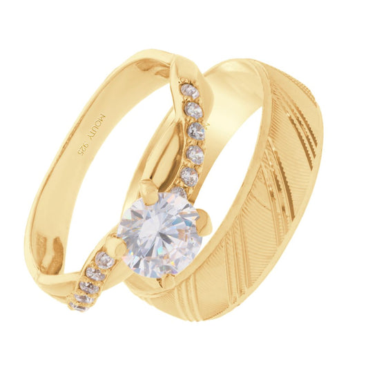 Milan-Charlize ring duo in silver with yellow gold plating 