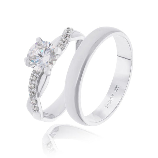 Julian x Charlize Ring Duo in Silver with Zirconia 