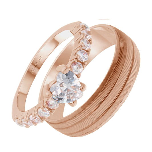 Ethan-Amour ring duo in rose gold plated silver