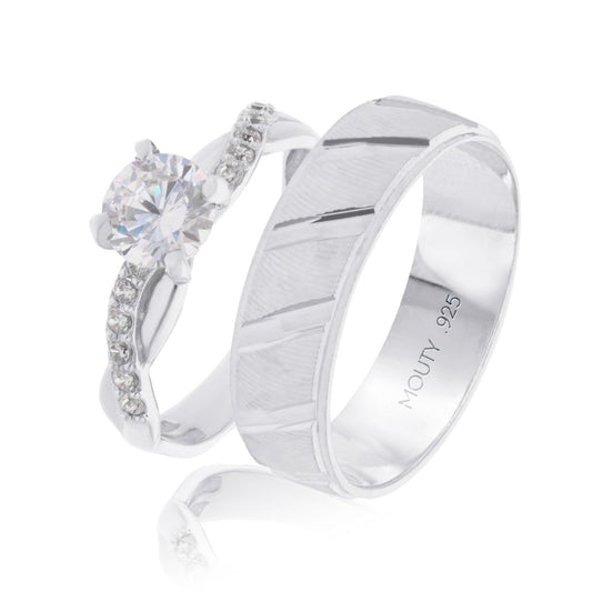 Duo of Richard x Charlize Rings in Silver with Zirconia 