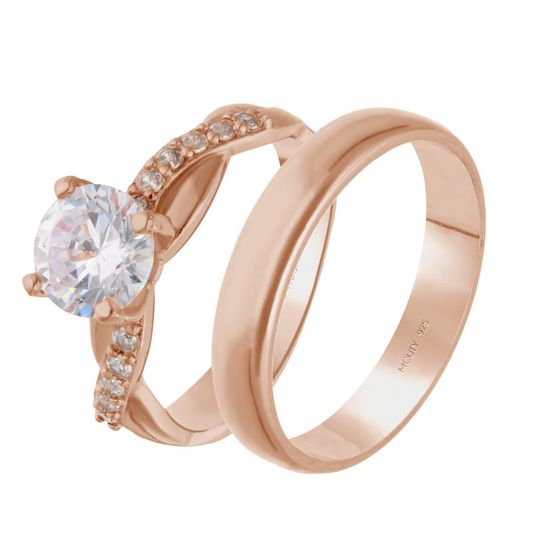 Julian-Charlize ring duo in rose gold plated silver