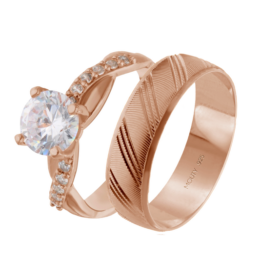 Milan-Charlize ring duo in rose gold plated silver