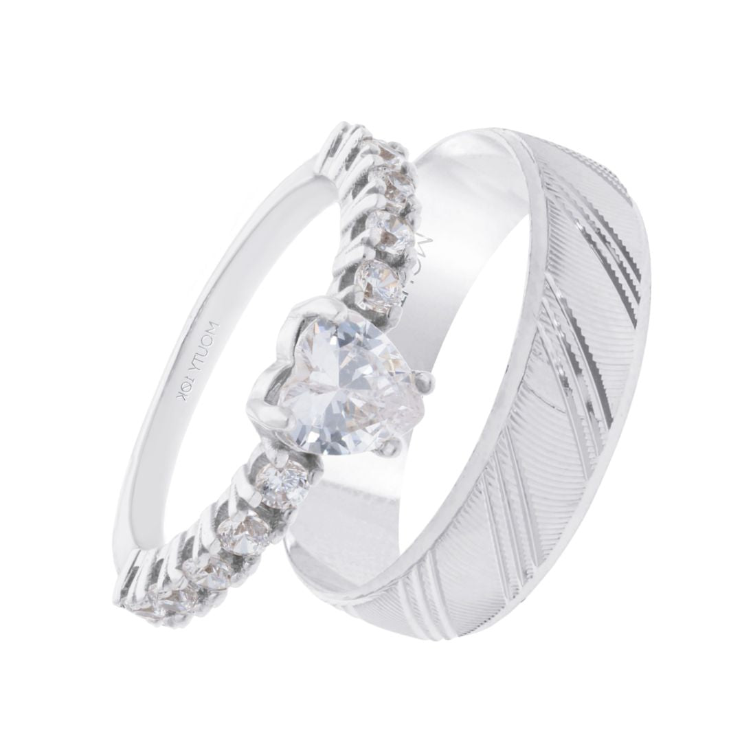 Milan x Amour Ring Duo in Silver with Zirconia