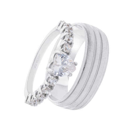 Duo of Ethan-Amour rings in silver with zirconia 