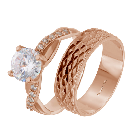 Mateo-Charlize ring duo in rose gold plated silver